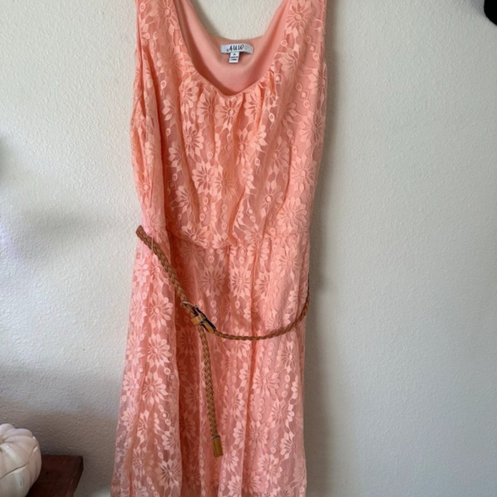 AUW Pink Sleeveless Scoop Neck Midi Dress
